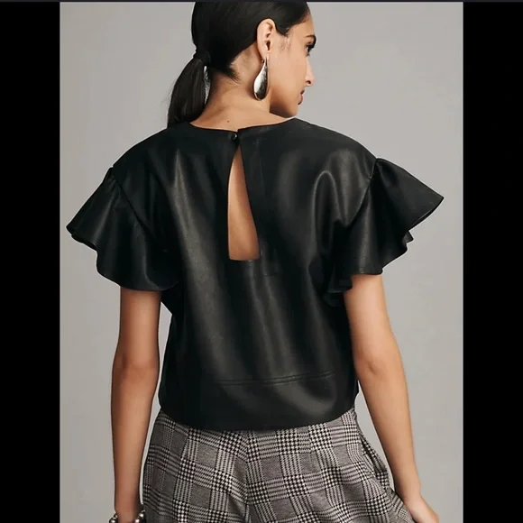 Maeve Cropped Ruffle-Sleeve Blouse - Large - Picture 6 of 7